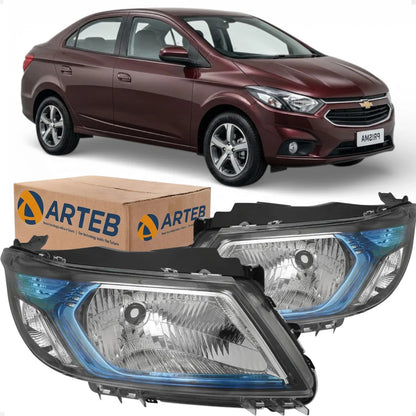 Farol Gm Onix Prisma 2012 13 14 15 2016 Máscara Azul Arteb