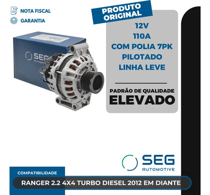 Alternador Ranger 2.2 Turbo Diesel 12v 110a 4x4 Polia 7pk