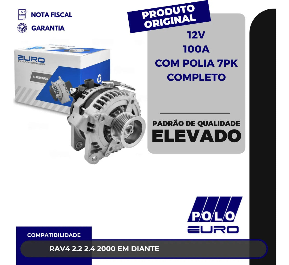 Alternador Toyota Rav4 2.2 E 2.4 - 12v 100a Euro
