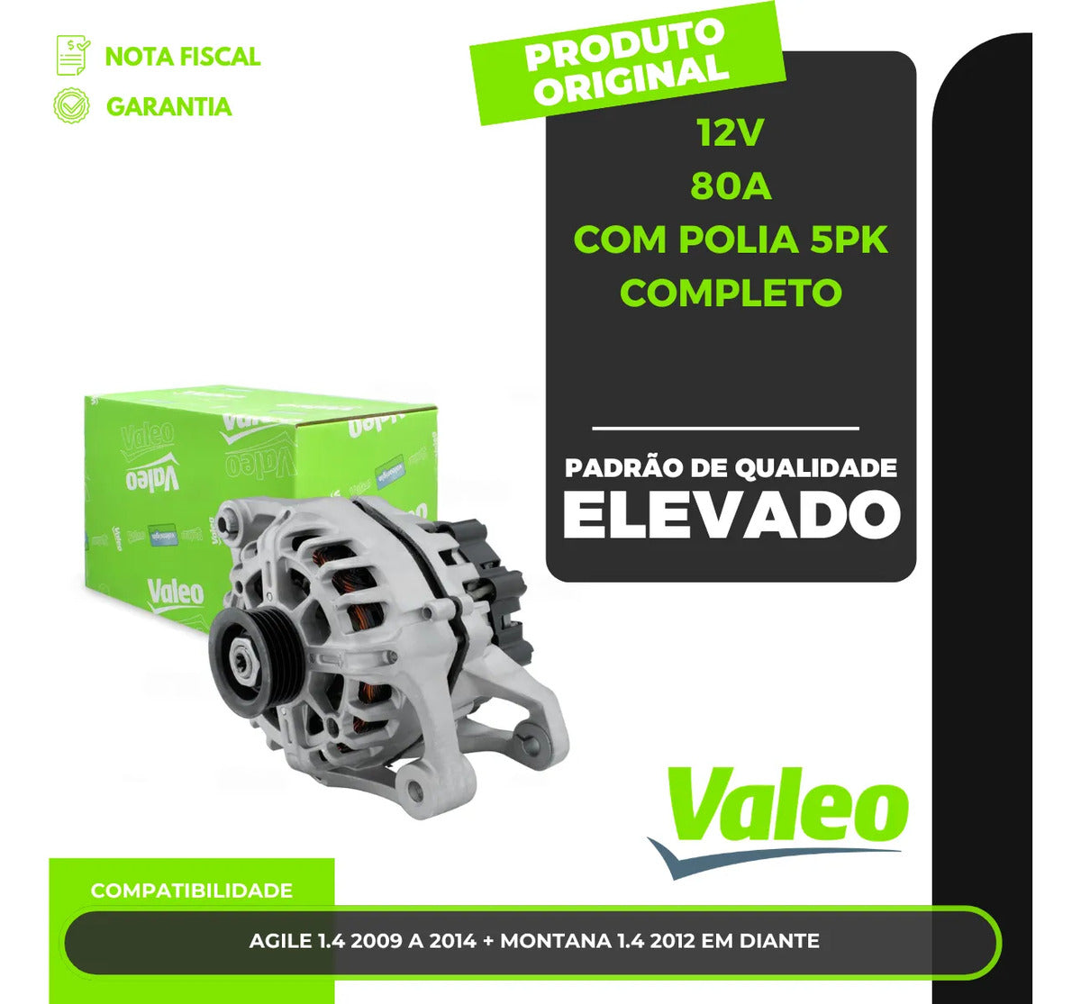 Alternador Agile 2009 A 2014 Montana Após 2012 12v 80a 5pk