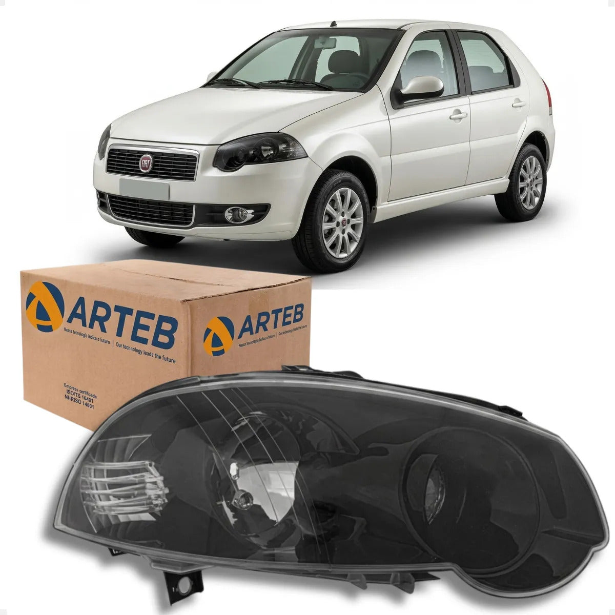 Farol H7 H1 Moldura Preta Mascara Negra Palio 09 A 13 Arteb