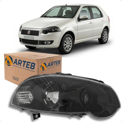 Farol H7 H1 Moldura Preta Mascara Negra Palio 09 A 13 Arteb
