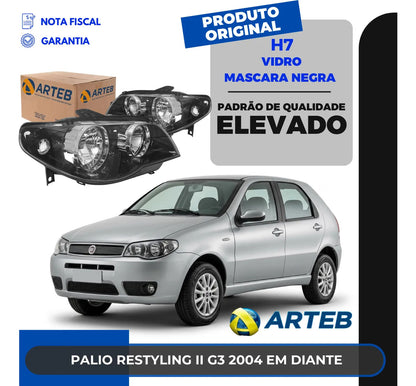 Farol Fiat Palio Restyling Ii 2004 Diante Máscar Negra Arteb