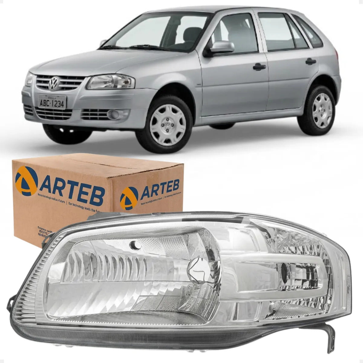 Farol Gol Saveiro G4 2005 06 07 A 2014 Máscara Cromada Arteb