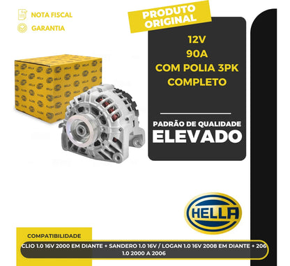 Alternador Clio Sandero Logan 1.0 16v 2000 Em Diante 12v90a