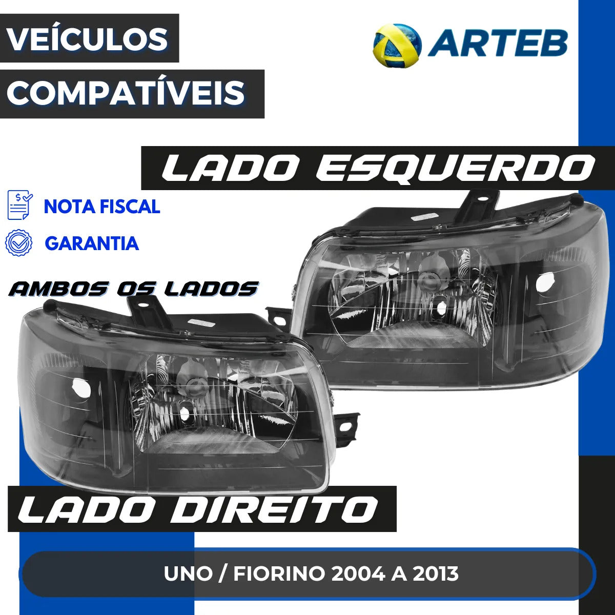 Farol Fiorino 2004 A 2013 Máscara Negra Pisca Preto Arteb