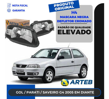 Farol Gol G4 2005 Diante Máscara Negra Defletor Cromad Arteb