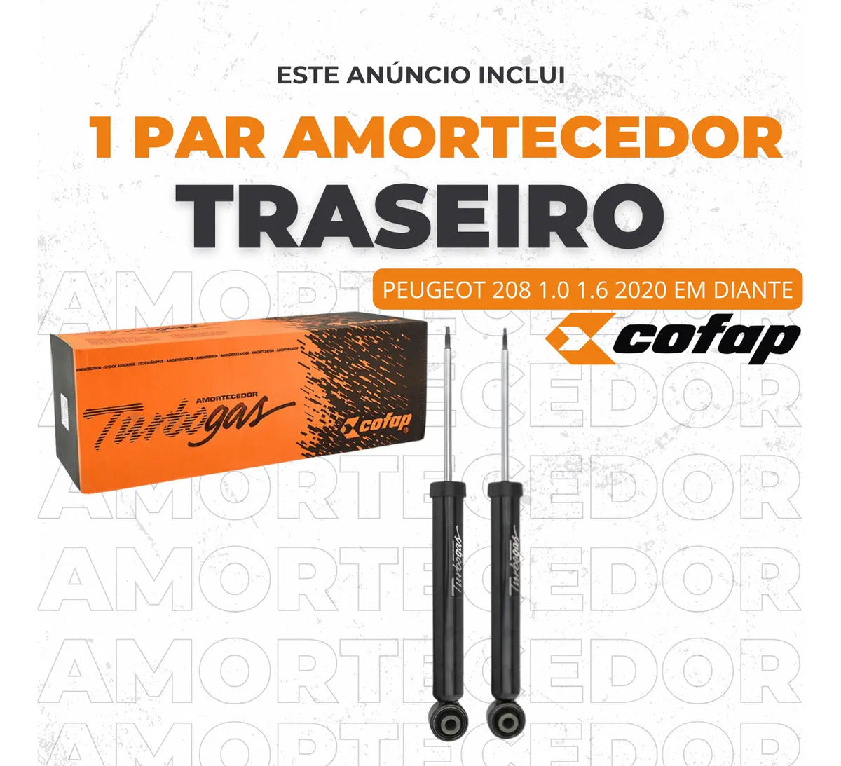 Par Amortecedor Traseiro Original Cofap 208 2020 Até 2024