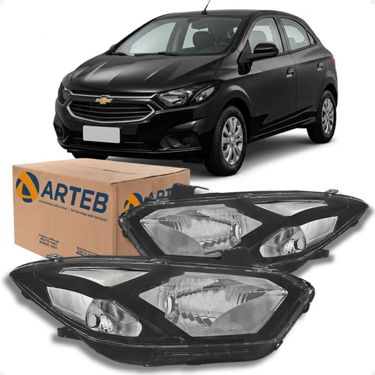 Farol Gm Onix E Prisma 2017 2018 2019 Máscara Negra Arteb