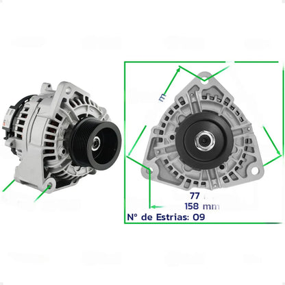 Alternador Mb Atego Accelo Axor 24v 80a Com Polia 9pk
