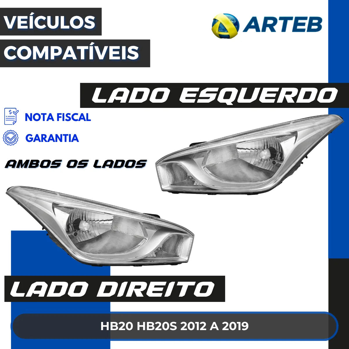 Farol Moldura Metalizada Hb20 Hb20s 2012 13 14 A 2019 Arteb
