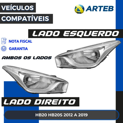 Farol Moldura Metalizada Hb20 Hb20s 2012 13 14 A 2019 Arteb