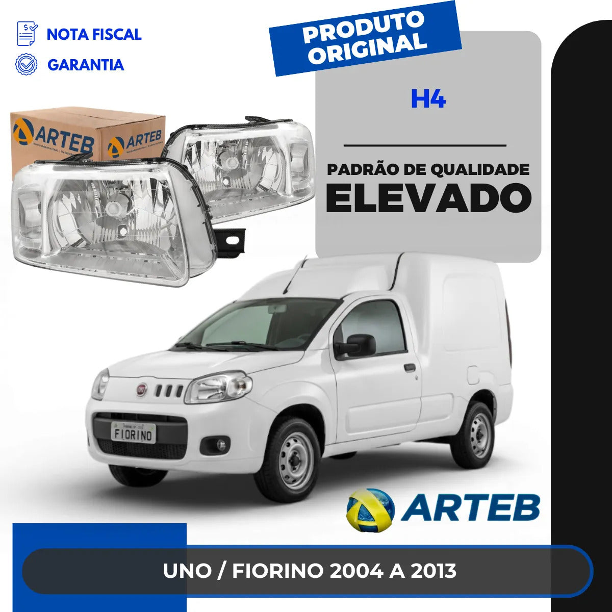 Farol Fiat Uno Fiorino 04 05 06 07 08 09 10 11 12 2013 Arteb