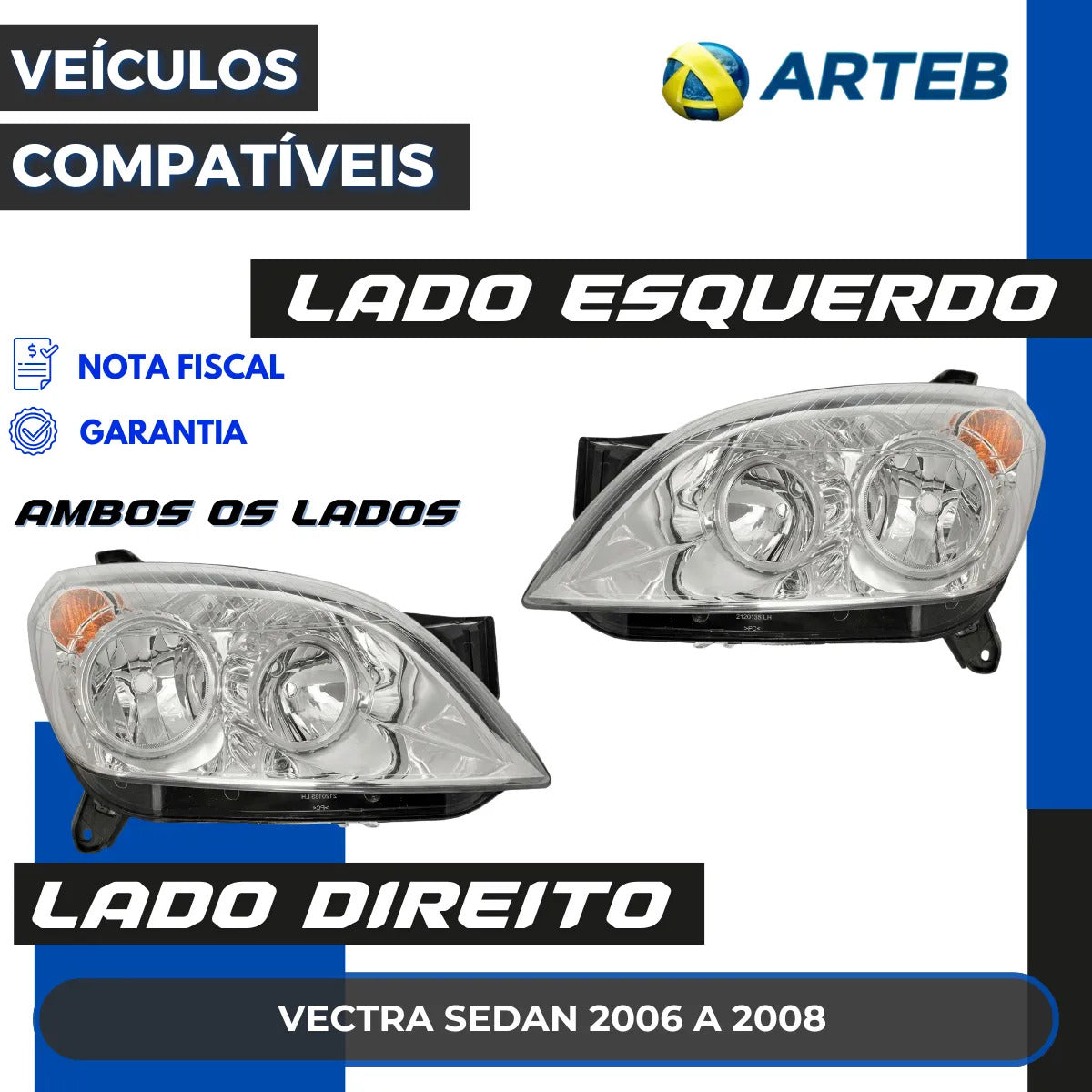 Farol Gm Vectra Sedan 2006 A 2008 Regulagem Manual Arteb