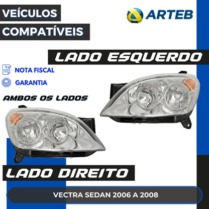 Farol Gm Vectra Sedan 2006 A 2008 Regulagem Manual Arteb