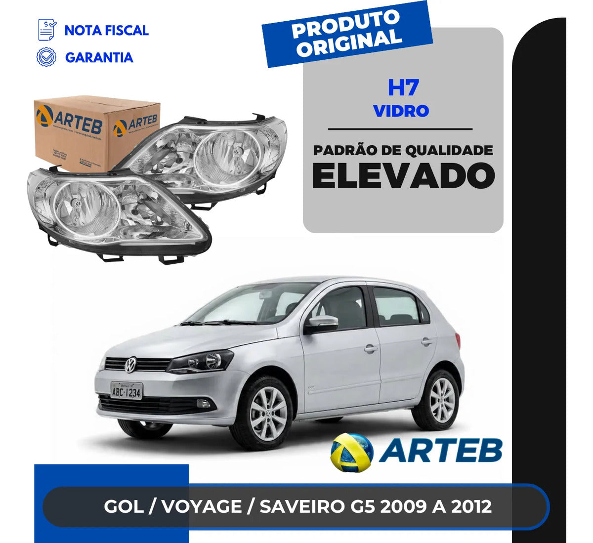 Farol Vw Gol G5 2008 A 2012 Foco Duplo Defletor Vw Arteb