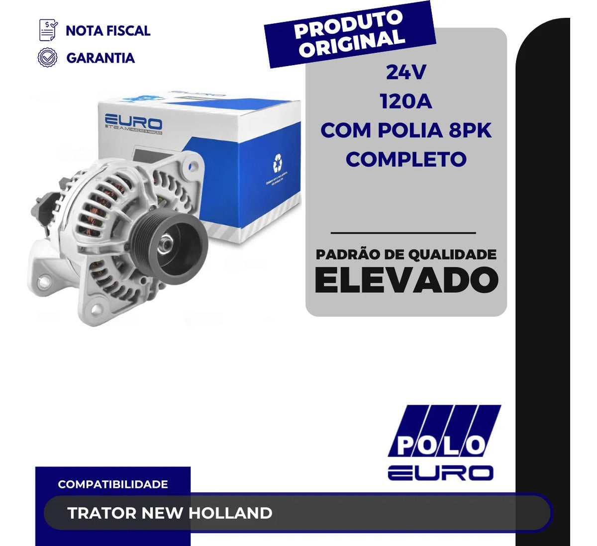 Alternador Trator New Holland 24v 120a Com Polia 8pk