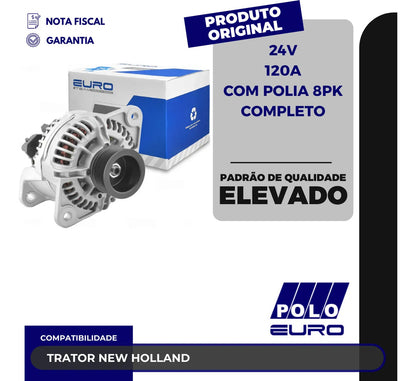 Alternador Trator New Holland 24v 120a Com Polia 8pk